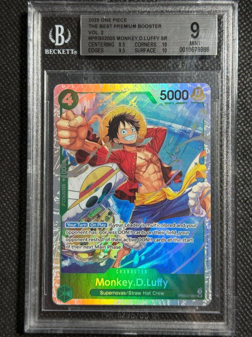 ONE PIECE Monkey D Luffy PRB02-005 Premium Booster The Best Vol. 2 Foil BGS 9